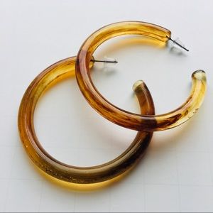 Brown Watercolor Acrylic Hoop Earrings